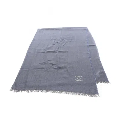 Pre-owned Chanel Cashmere Silk Shawl () In Blue