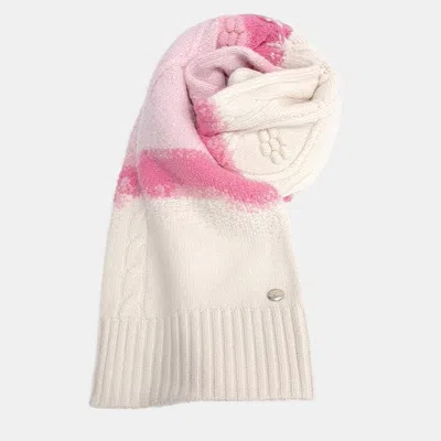Pre-owned Chanel Cashmere Silk Wool Multicolor Scarf In Pink