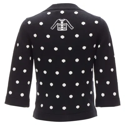 Pre-owned Chanel Cashmere Silver Embellished Polka Dot Cardigan In White