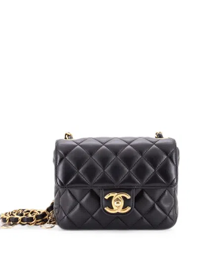 Pre-owned Chanel Casino Royale Charms Square Flap Bag Quilted Lambskin With Enamel Mini Shoulder Bag In Black