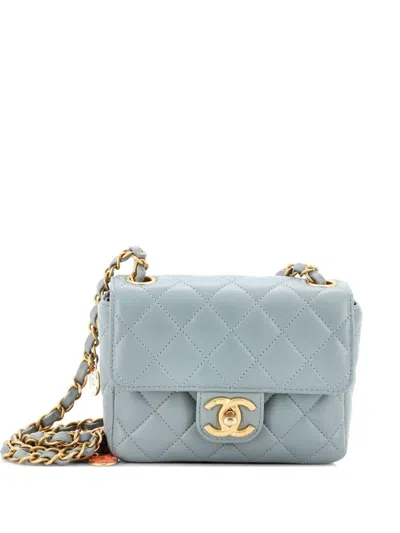 Pre-owned Chanel Casino Royale Charms Square Flap Bag Quilted Lambskin With Enamel Mini Shoulder Bag In Green