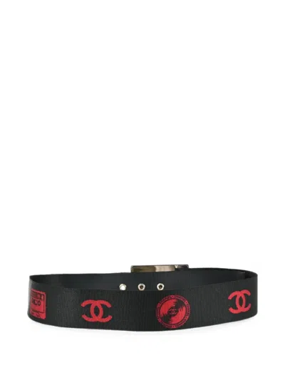 Pre-owned Chanel Cassette Tape Buckle Belt In Black