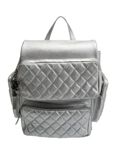 Pre-owned Chanel Casual Rock Backpack In Silver