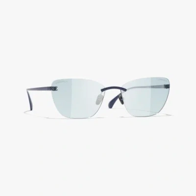 Chanel Cat Eye Blue Light Glasses In Metallic