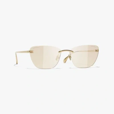 Chanel Cat Eye Blue Light Glasses In Gold