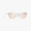 Chanel Cat Eye Blue Light Glasses In Silver 