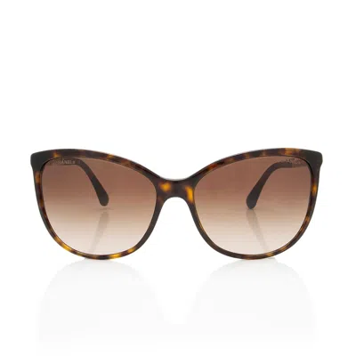 Pre-owned Chanel Cat Eye Chain Link Sunglasses In Brown