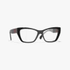 Chanel Cat Eye Eyeglasses In Black & Pink 