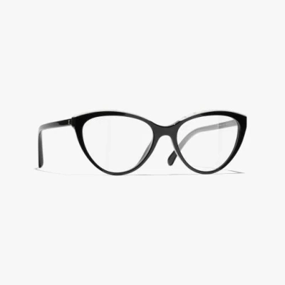 Chanel Cat Eye Eyeglasses In Black & White