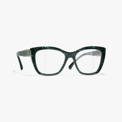 Chanel Cat Eye Eyeglasses In Green