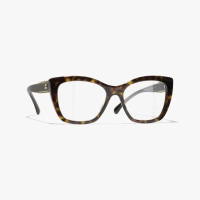 Chanel Cat Eye Eyeglasses In Dark Tortoise 