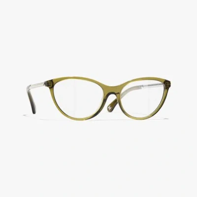 Chanel Cat Eye Eyeglasses In Olive