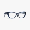 Chanel Cat Eye Eyeglasses In Peacock Blue 