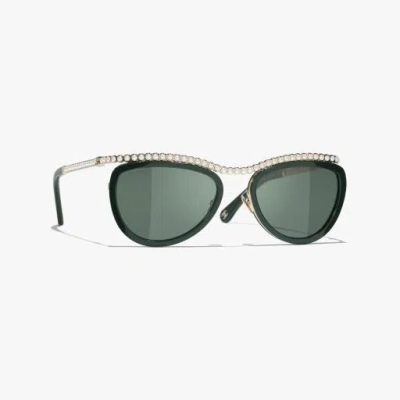 Chanel Cat Eye Sunglasses In Green