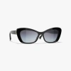 Chanel Cat Eye Sunglasses In Black & Gold 