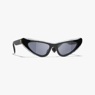 Chanel Cat Eye Sunglasses In Black & Mother Of Pearl