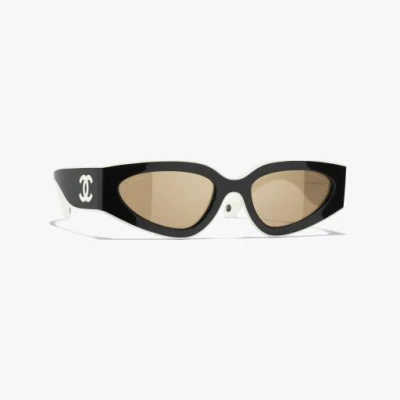 Chanel Cat Eye Sunglasses In Black & White 