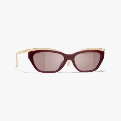 Chanel Cat Eye Sunglasses In Burgundy