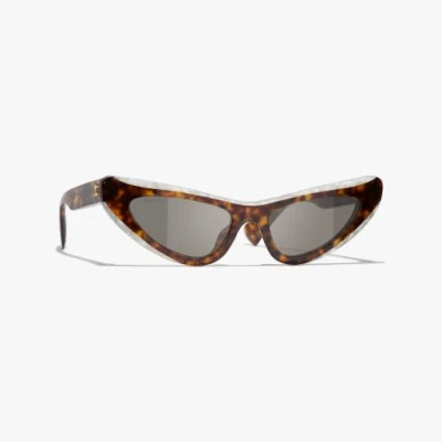 Chanel Cat Eye Sunglasses In Tortoise & Mother Of Pearl