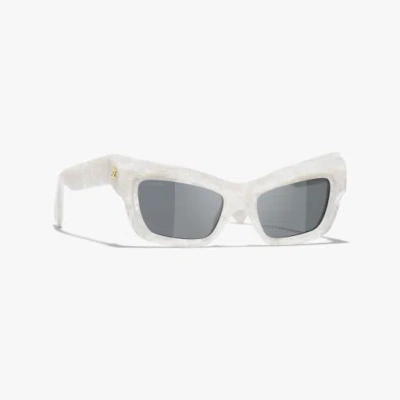 Chanel Cat Eye Sunglasses In White