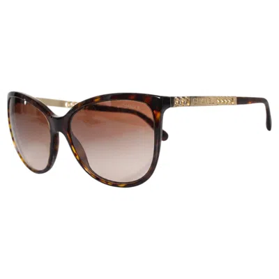 Pre-owned Chanel , Cat Eye Sunglasses With Tortoise Print In Brown