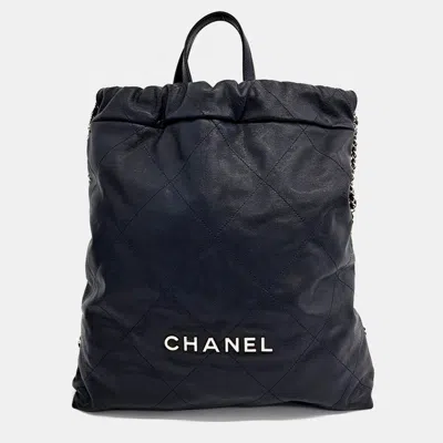 Pre-owned Chanel Caviar 22 Backpack In Blue