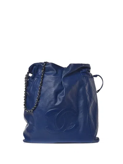 Pre-owned Chanel Caviar 31 Drawstring Tote Bag In Blue