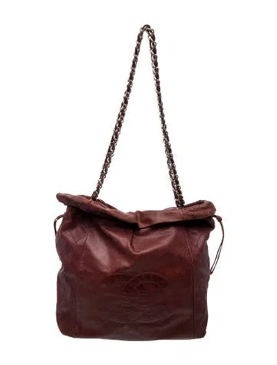 Pre-owned Chanel Caviar 31 Drawstring Tote In Burgundy