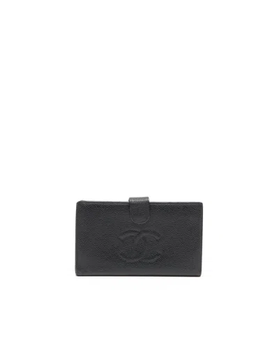 Pre-owned Chanel Caviar Bi-fold Wallet In Black