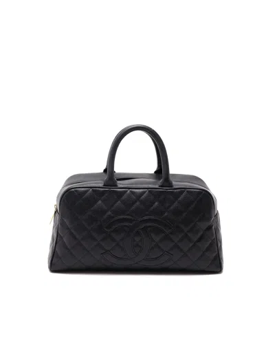 Pre-owned Chanel Caviar Boston Bag In Black