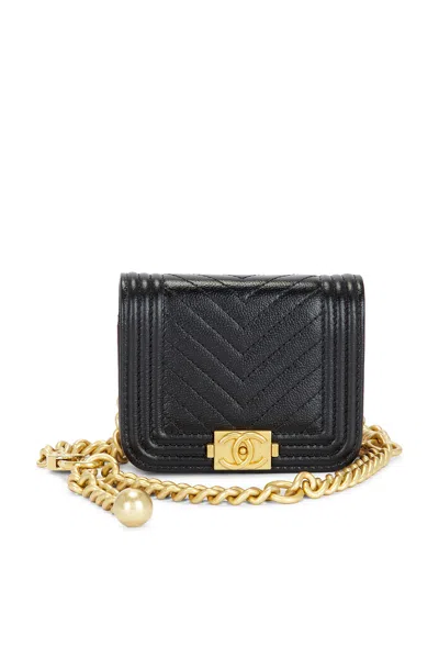 Pre-owned Chanel Caviar Boy Belt Bag In Black