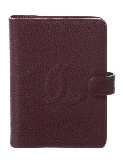 Pre-owned Chanel Caviar Cc Agenda Cover In Burgundy