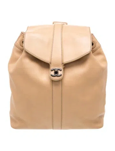 Pre-owned Chanel Caviar Cc Backpack In Neutral