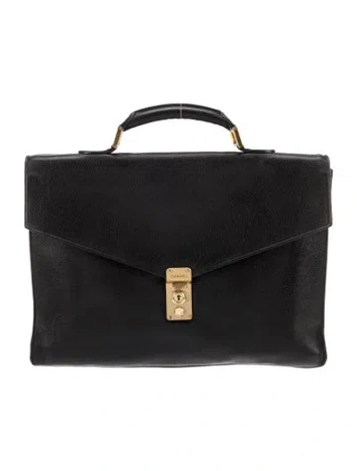 Pre-owned Chanel Caviar Cc Briefcase In Black