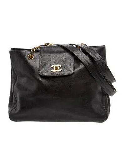Pre-owned Chanel Caviar Cc Shopper Tote In Black