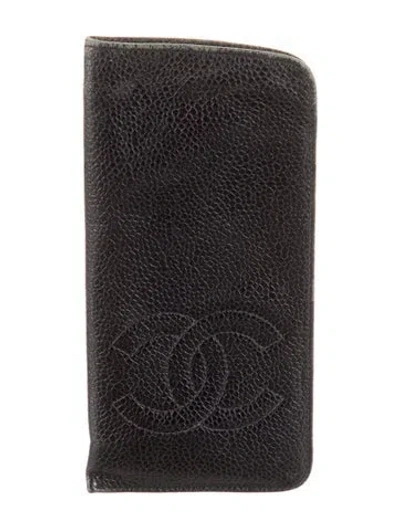 Pre-owned Chanel Caviar Cc Sunglasses Pouch In Black