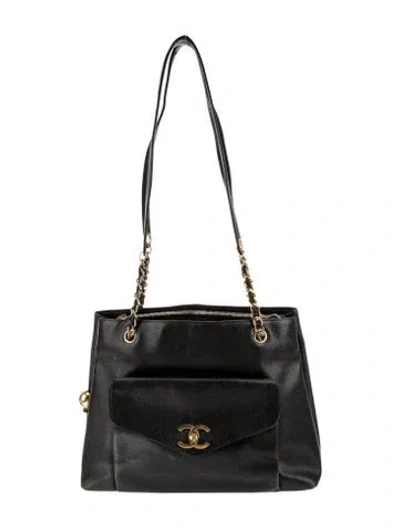 Pre-owned Chanel Caviar Cc Tote In Black