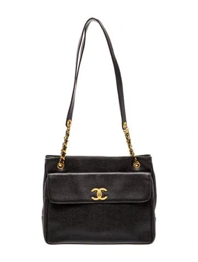 Pre-owned Chanel Caviar Cc Tote In Black