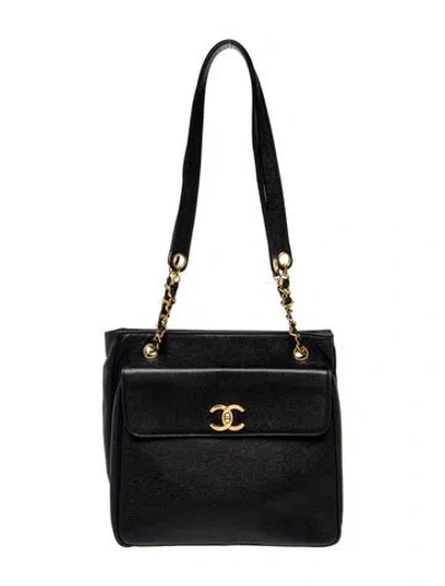 Pre-owned Chanel Caviar Cc Tote In Black
