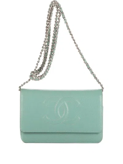 Pre-owned Chanel Caviar Chain-strap Shoulder Bag In Blue