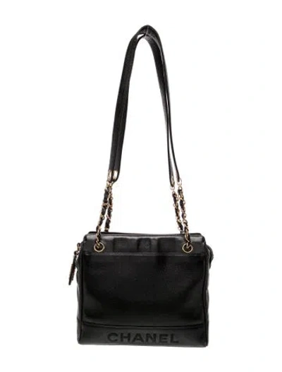 Pre-owned Chanel Caviar Chain Tote In Black