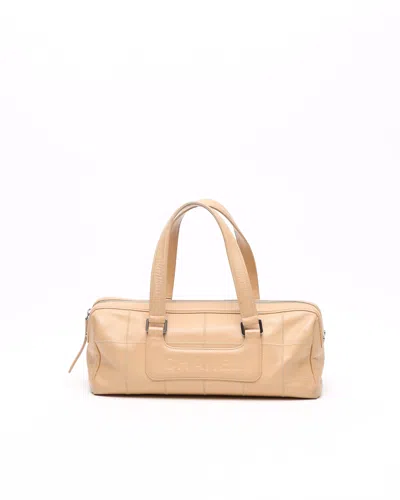 Pre-owned Chanel Caviar Chocolate Bar Boston Bag In Sand