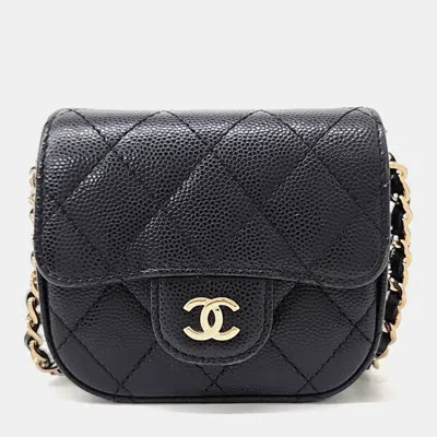 Pre-owned Chanel Caviar Classic Chain Mini Bag In Black