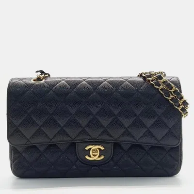 Pre-owned Chanel Caviar Classic Medium Handbag In Black