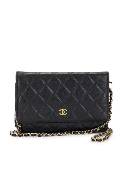 Pre-owned Chanel Caviar Classic Wallet On Chain In Black