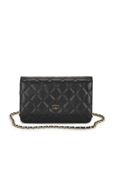 Pre-owned Chanel Caviar Classic Wallet On Chain In Black