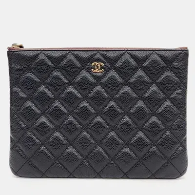 Pre-owned Chanel Caviar Clutch Small In Black