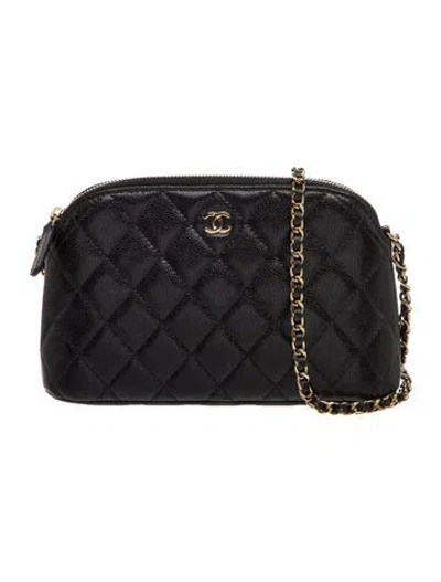 Pre-owned Chanel Caviar Clutch W/ Chain In Black