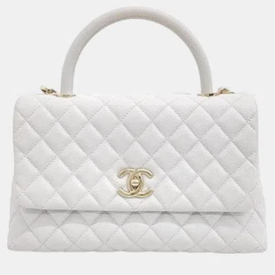 Pre-owned Chanel Caviar Coco Handle Handbag In Grey
