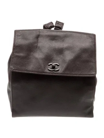 Pre-owned Chanel Caviar Drawstring Backpack In Brown